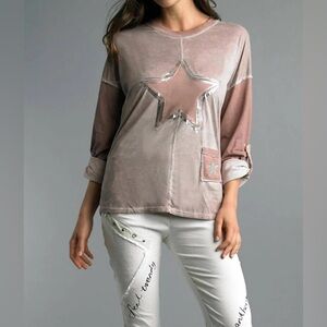 Tempo Paris Suede Star Tunic Top In Mauve